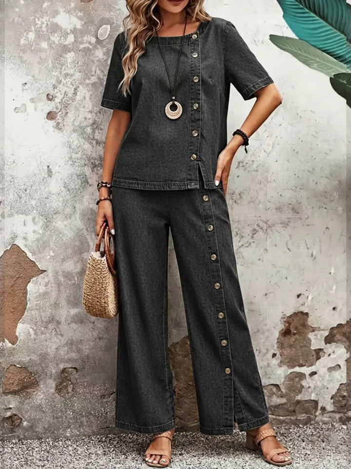 NOOR - MODERN BUTTON-DETAIL CO-ORD SET