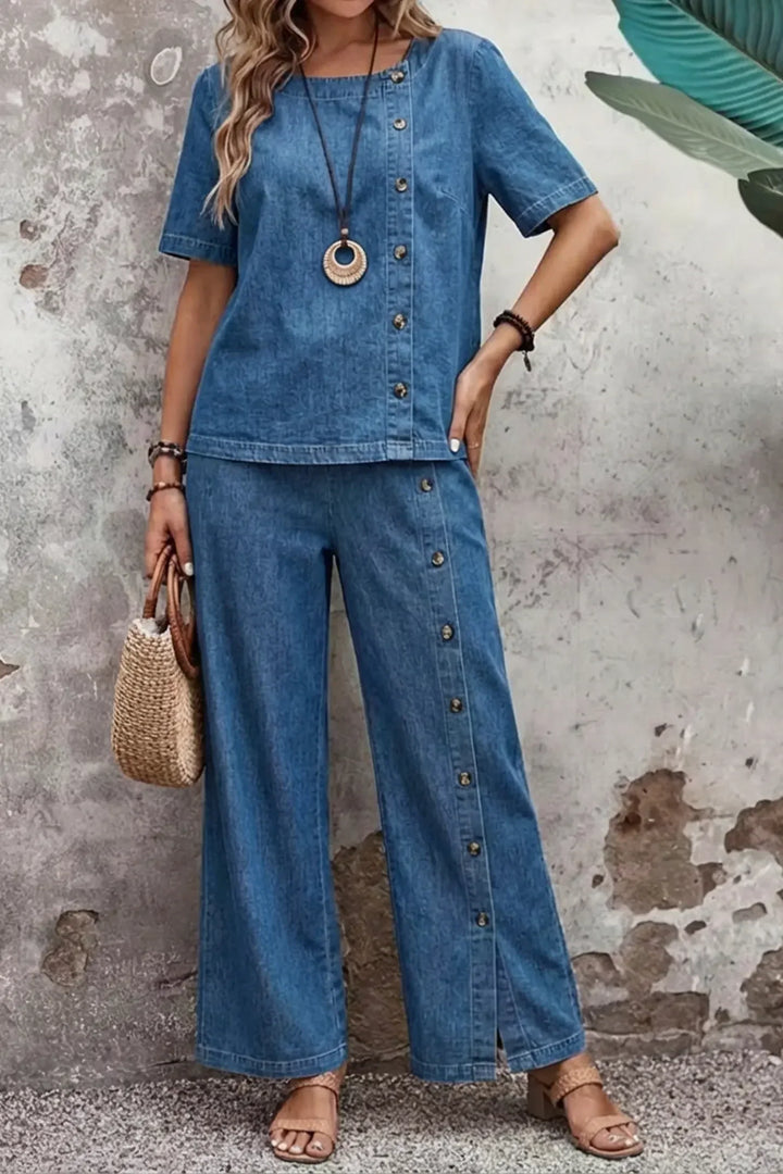 NOOR - MODERN BUTTON-DETAIL CO-ORD SET