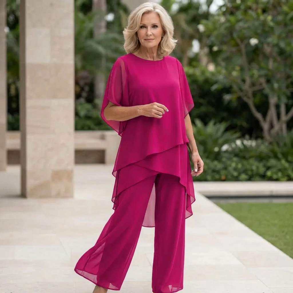 Delphina | Draped Top with Palazzo Pants