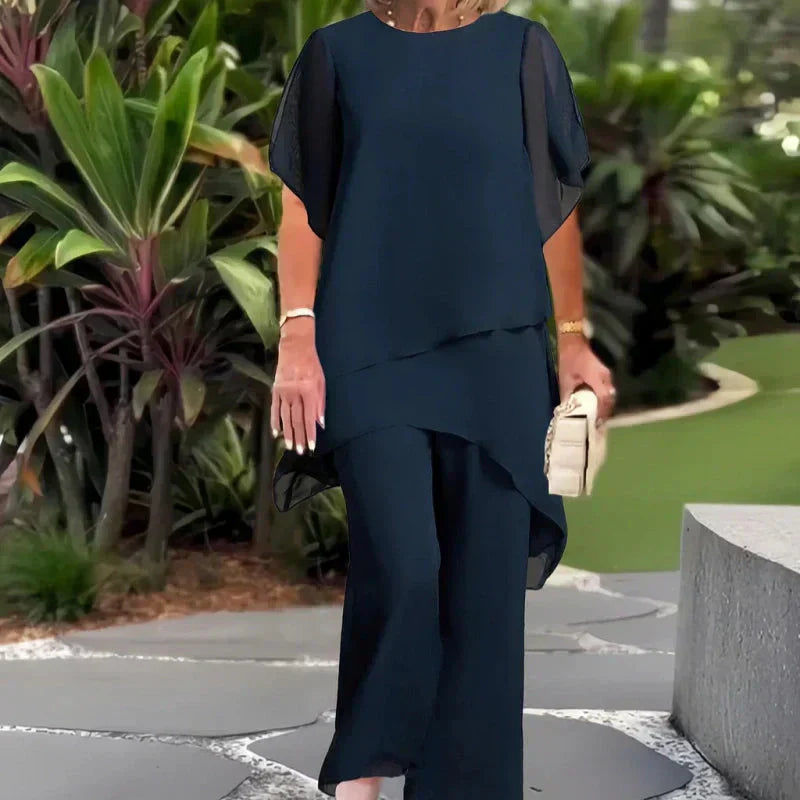 Delphina | Draped Top with Palazzo Pants