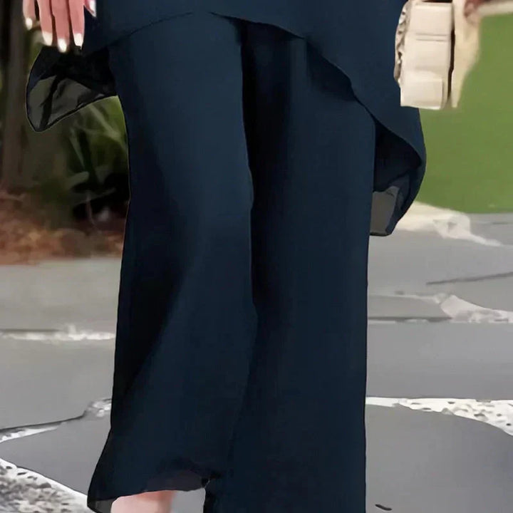 Delphina | Draped Top with Palazzo Pants