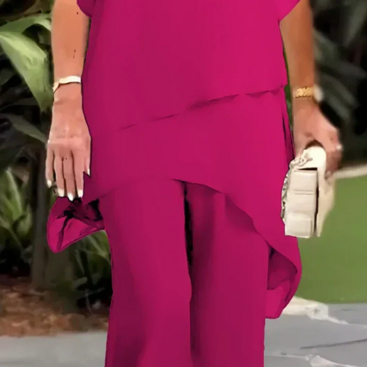 Delphina | Draped Top with Palazzo Pants